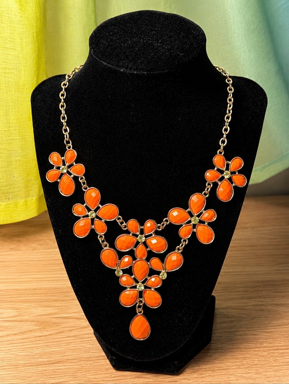 Orange Floral Statement Necklace - Women Jewelry